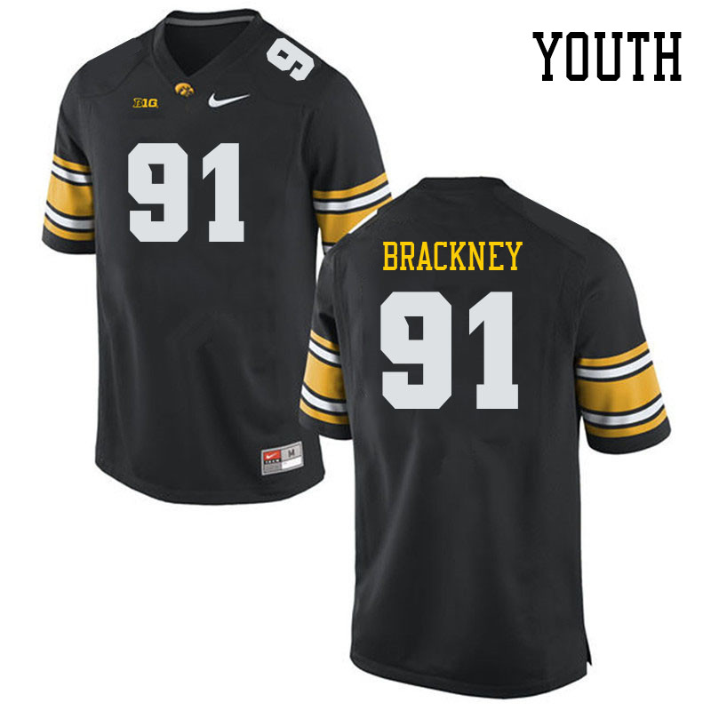 Youth #91 Chase Brackney Iowa Hawkeyes College Football Jerseys Stitched Sale-Black - Click Image to Close